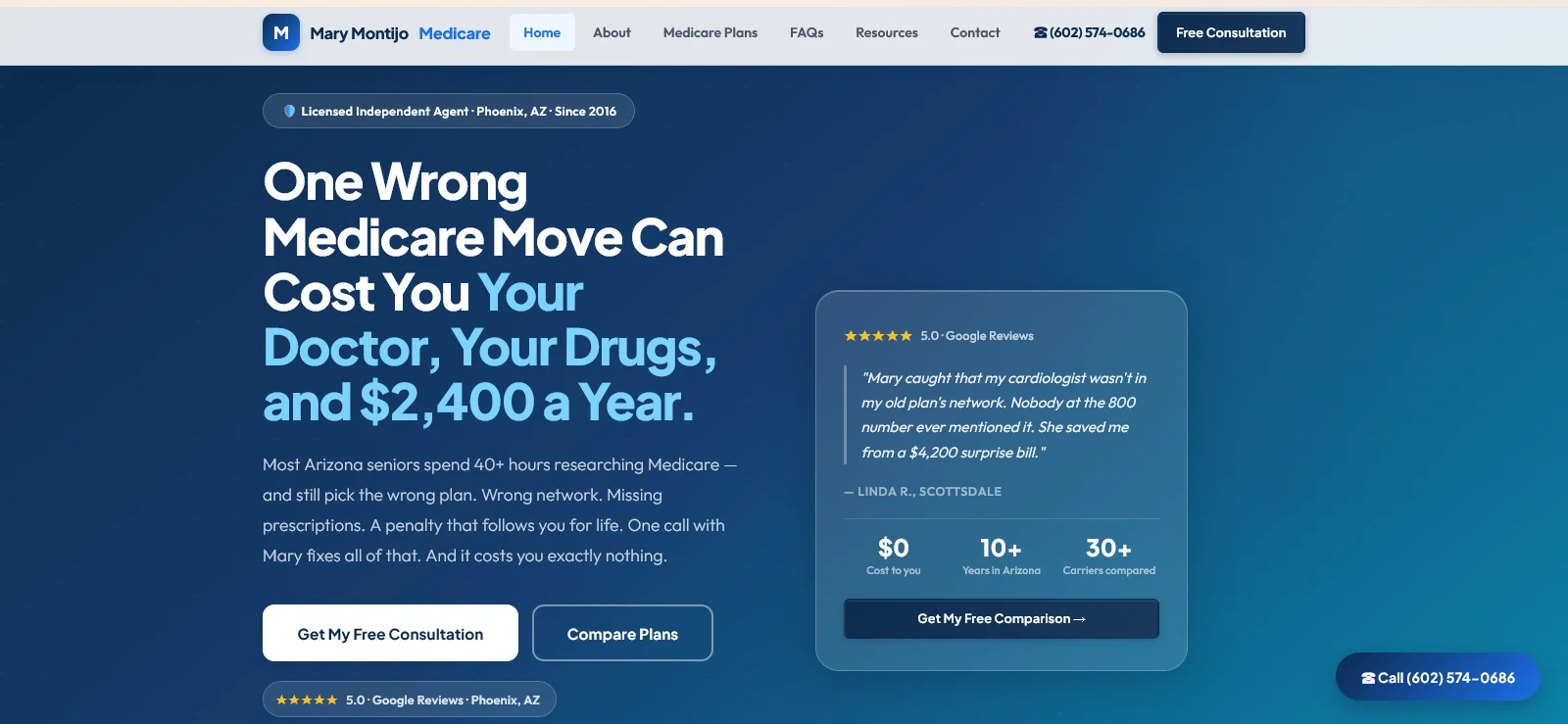 Mary Montijo Medicare website screenshot